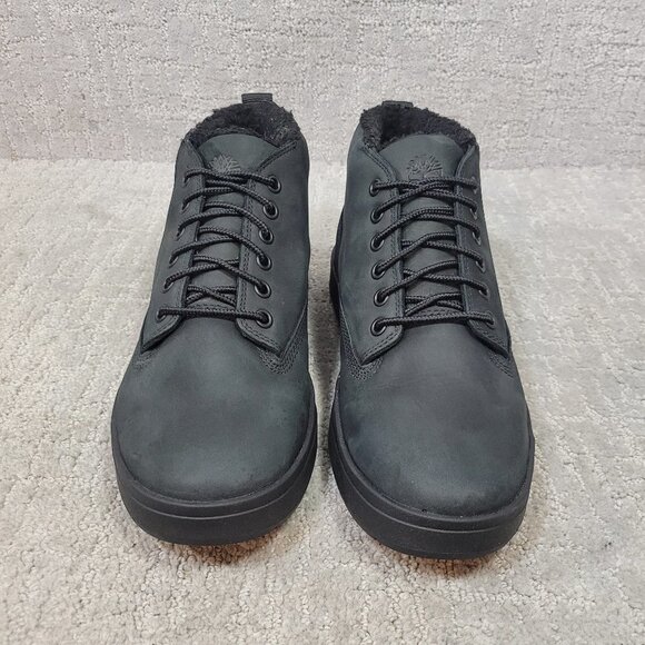 Timberland Davis Square Men's Size 7.5 Black Leather Warm Lined Waterproof Boots - Picture 2 of 11